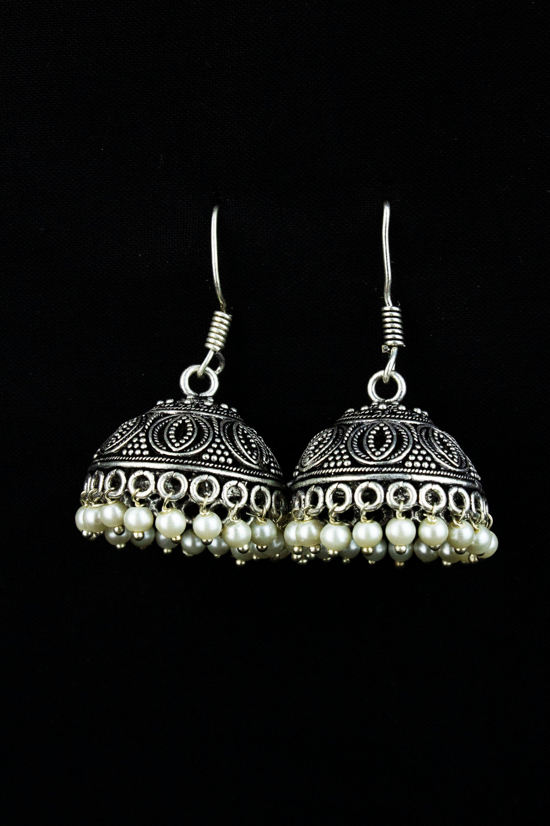 Antique Jhumka Series - White Pearls