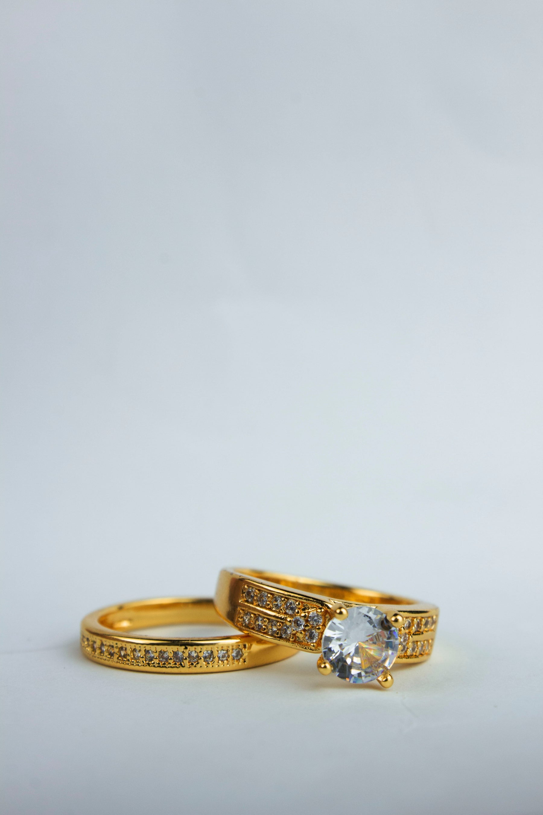 Signature Sleek Ring Set - Zircon Filling - One Carat Gold Plated