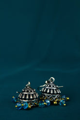 Antique Jhumka Series - Aqua Pearls