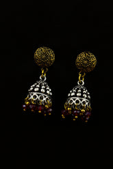 Antique Jhumka Series - Red Pearls