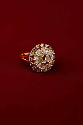 Special New Design Rose Pink Ring - One Carat Gold Plated