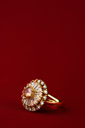 Special New Design Rose Pink Ring - One Carat Gold Plated