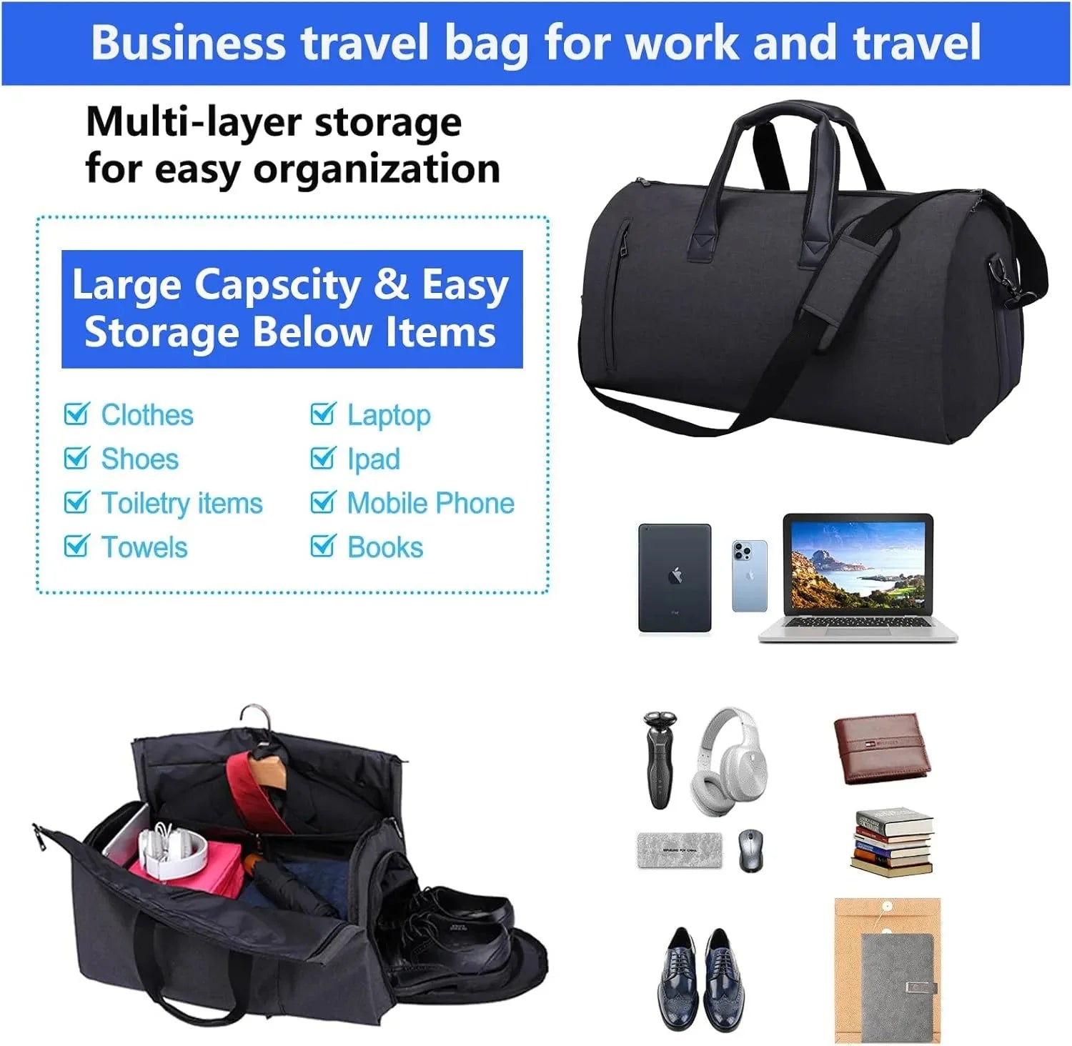 Convertible Duffle Garment Bag without Wheel